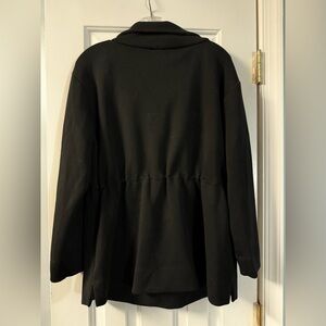 Talbots Black Pullover Top 1/4 Zip Drawstring Waist Stretch Size Medium